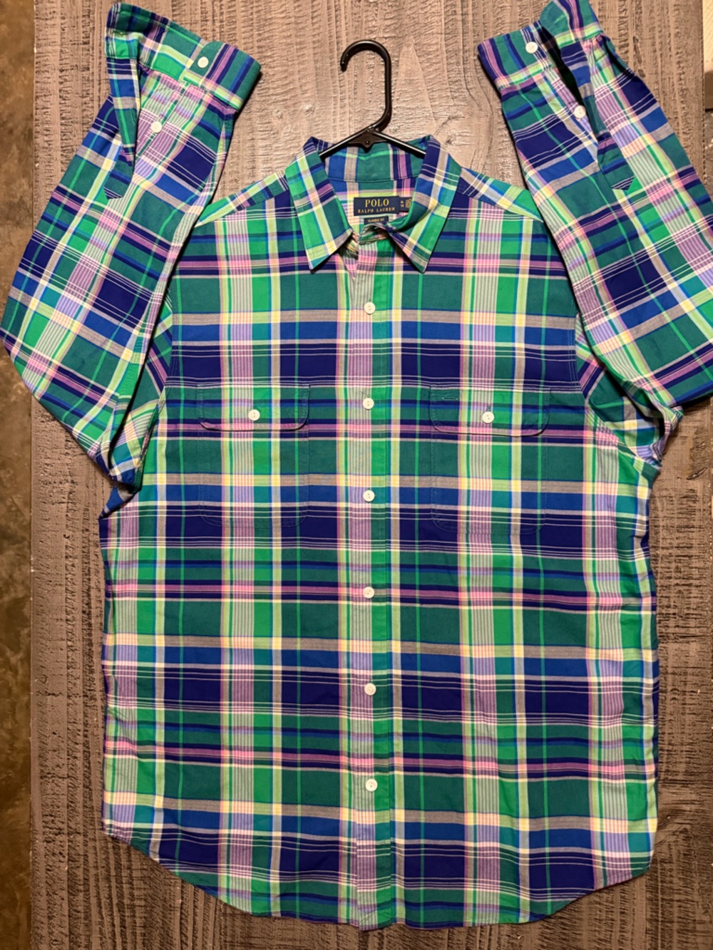Polo by Ralph Lauren Green, Blue & Pink Plaid Button-Down Shirt